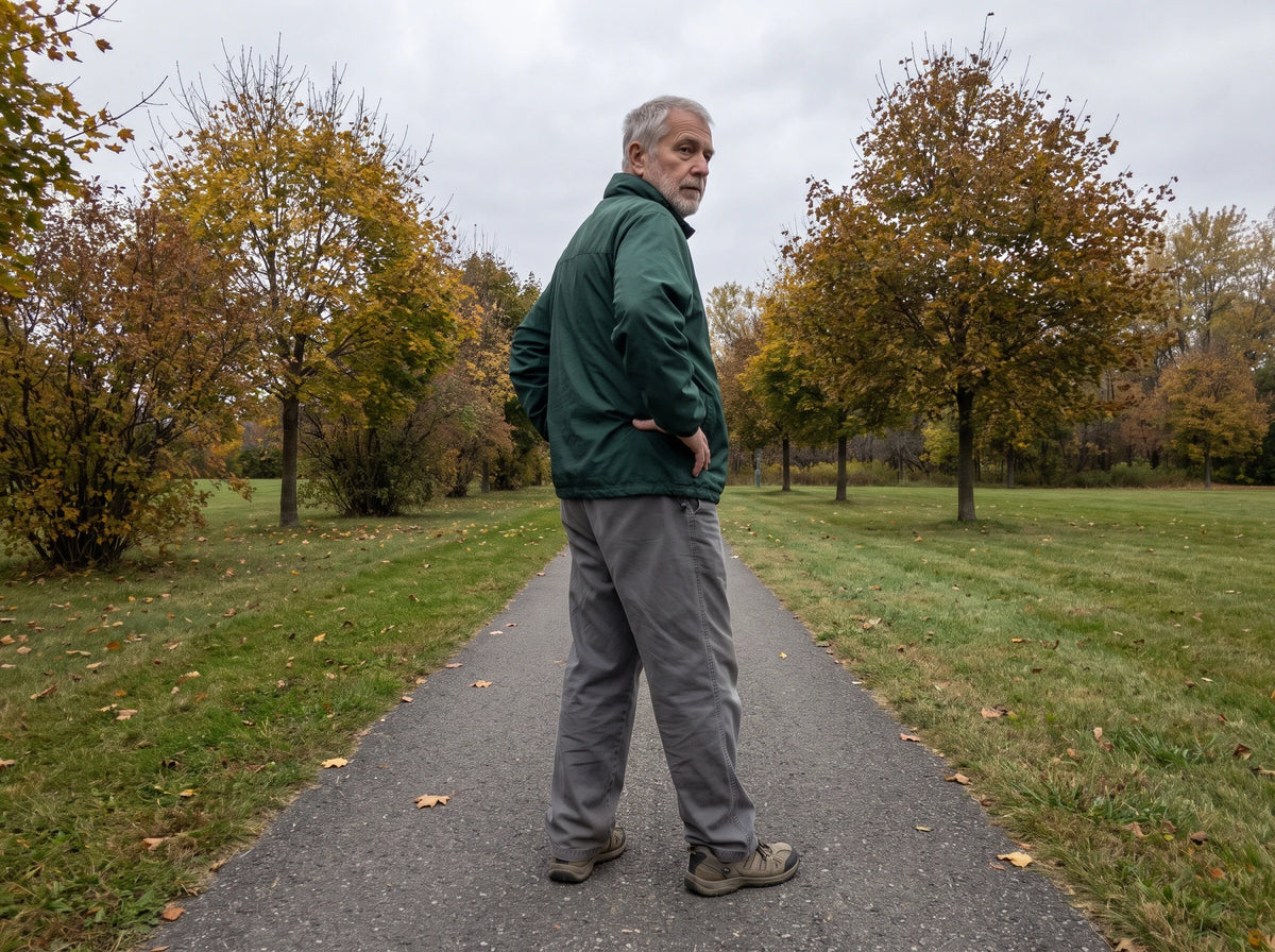 Un homme de 72 ans s'est arrêté au bout de quelques mètres sur le sentier et se retourne pour revenir