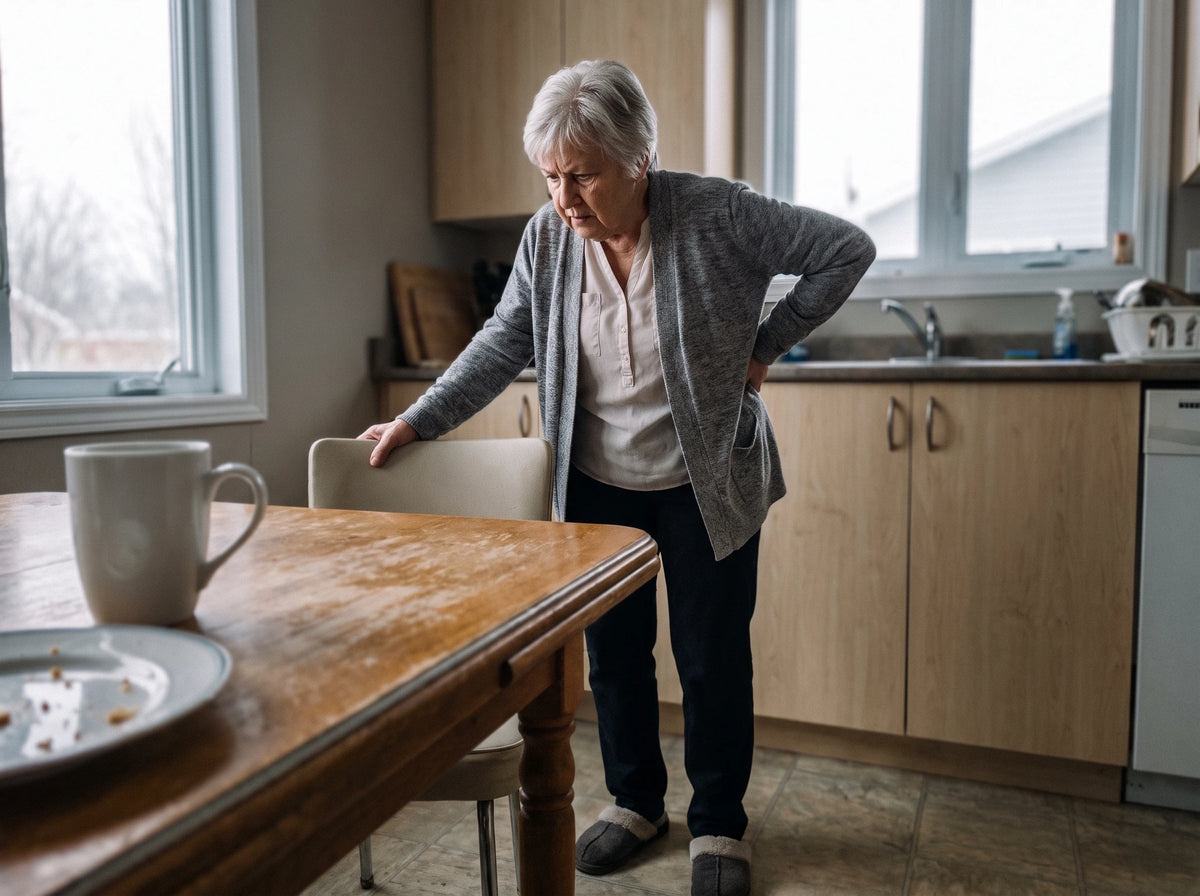 Elle s'est levée de sa chaise et reste debout une seconde avant ses premiers pas, vue de l'autre bout de la table