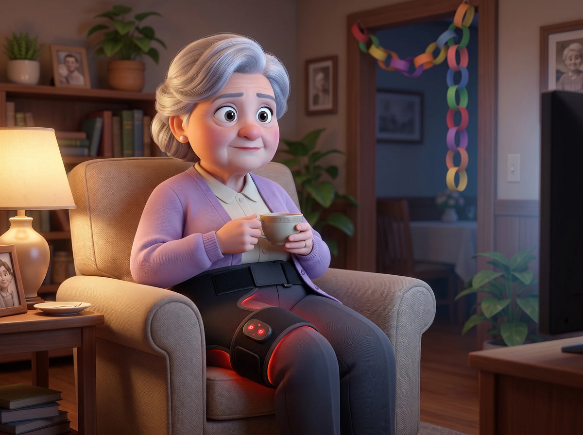 Le soir, dans son fauteuil, une tasse de thé à la main, l'appareil sur la hanche par-dessus son pantalon mince, une chaîne de papier dans le cadre de la porte
