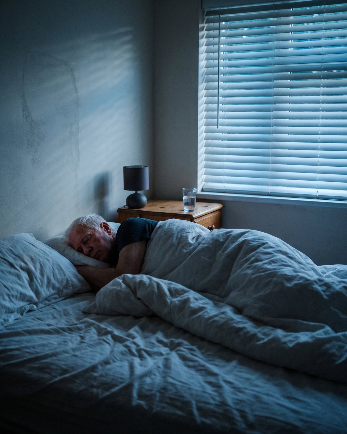 La nuit, il dort couché sur le même côté, au bord du lit
