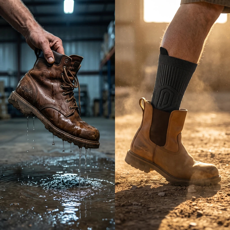 Bottes trempées ou poussiéreuses, bas au sec