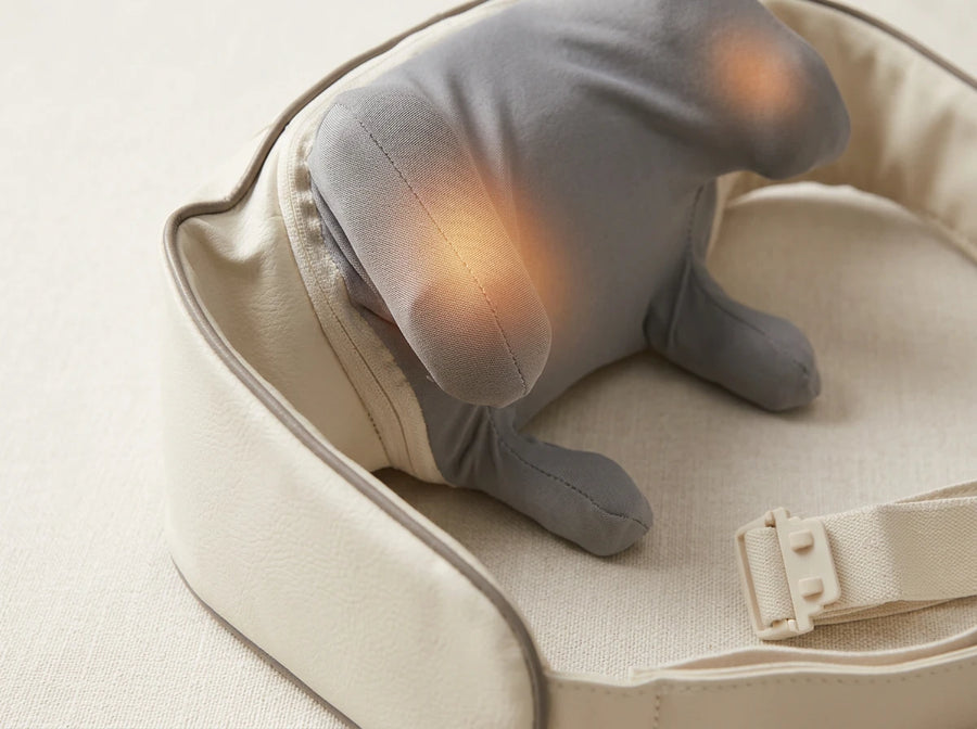 La chaleur ThermoFlux du masseur Verudia, la lueur chaude sur les têtes de pétrissage