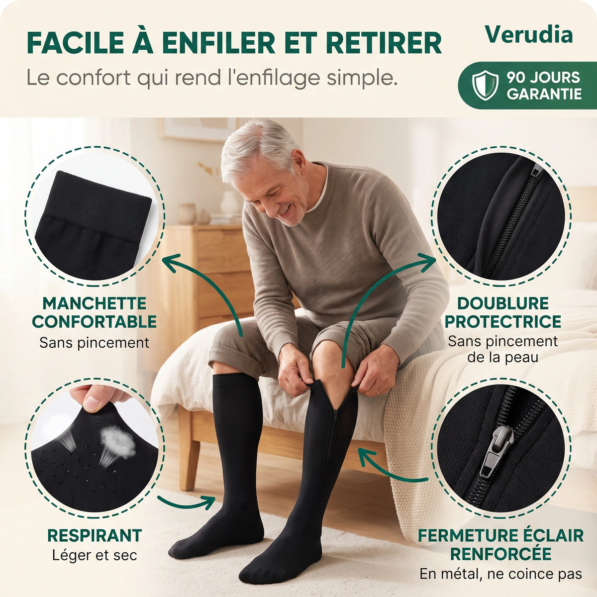 Faciles à enfiler et à retirer