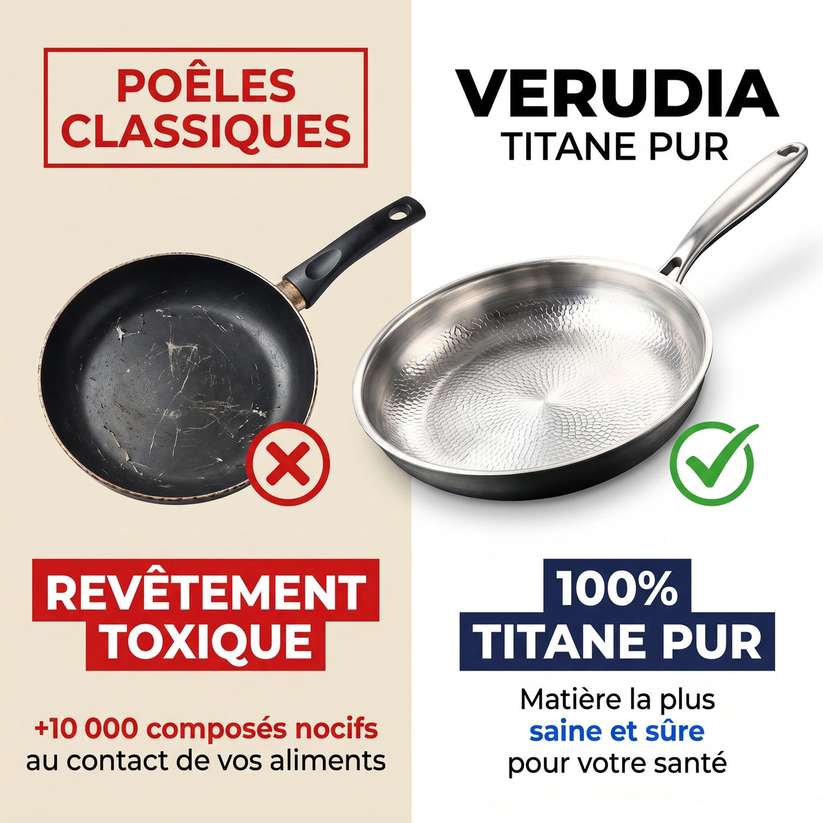 Poêles classiques contre titane pur